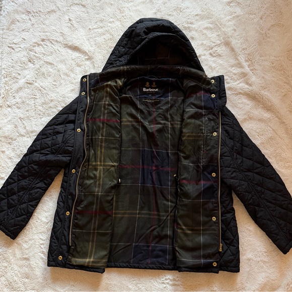 Barbour Millfire Tartan Collection Quilted Hooded Jacket - Picture 5 of 10